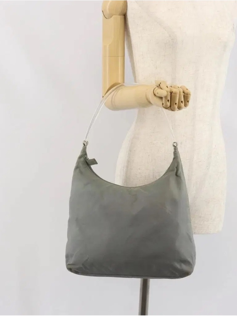 PRADA Hand Bag Nylon Gray Silver Authentic - Picture 3 of 14